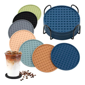 4 Inch Round Drink <b>Coasters</b> Set Modern Design Silicone <b>Placemat</b> Holder Custom Posavasos De Silicona Silicone <b>Coasters</b> - Product Image 4