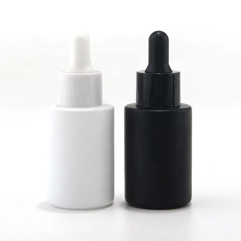 new design 2022 premium matte black white 1oz 30ml glass dropper bottle for oils cosmetic packaging