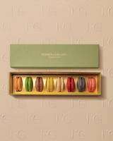 Boîte en papier haut de gamme pour macarons et chocolats, avec estampage à chaud doré, personnalisable, en papier d'art bronzé, pour 4, 6 ou 8 pièces