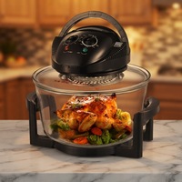 Four halogène grande capacité 12L, friteuse à air en verre 1500W, cuisinière à convection sans huile, cuisson visible, nettoyage facile, pour hôtels et restaurants