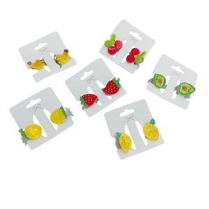 Fermagli per capelli a forma di frutta, piccoli fermagli laterali per bambini con design a fragola, banana e avocado, 1200 pezzi per scatola - Product Image 1