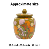 Pot de rangement en céramique bohème vert olive Qianrui, motif floral coloré, couvercle hermétique, fait à la main, grande capacité 4-5L pour la maison