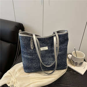 Bolso de hombro vaquero de gran capacidad para mujer, bolso tote informal para mujer - Product Image 6