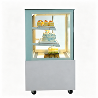 Vitrine réfrigérée pour gâteaux à angle droit de 1,5 m avec porte arrière, vitrine à gâteaux en verre trempé anti-buée pour boulangerie