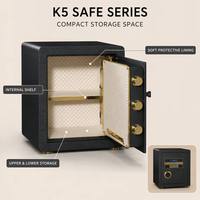 Caja Fuerte Pequeña de Acero K5 con Cerradura Electrónica de Contraseña, Llave Mecánica de Emergencia y Alarma Doble Inteligente para Hogar, Oficina y Hotel