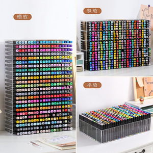 Transparent Marker Storage Box Square Plastic Pen Holder Large Capacity Desktop Organizer For Art Supplies - Product Image 1