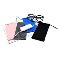 Vente en gros sac pochette avec logo personnalisé impression personnalisée de lunettes tissu doux emballage en microfibre sacs de lunettes de soleil avec cordon de serrage