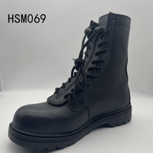 Bottes tactiques Hua Singh en cuir pleine fleur avec fermeture éclair avant, semelle extérieure en caoutchouc non marquante, modèle HSM174, pour l'entraînement des pilotes aux États-Unis. - Product Image 5