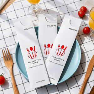 Sac en <span class=keywords><strong>papier</strong></span> à couverts avec logo personnalisé Fourchette de restaurant Couteau Cuillère Couverts Set d'argenterie Pochette en <span class=keywords><strong>papier</strong></span> <span class=keywords><strong>kraft</strong></span> avec serviette de table - Product Image 4