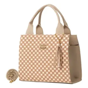 Sac à main pour femme Fana Alejandra M3749, grande capacité, sac fourre-tout décontracté, motif rayé beige, deux poignées, pour les occasions spéciales - Product Image 1