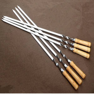 Kabob-<span class=keywords><strong>pinchos</strong></span> <span class=keywords><strong>de</strong></span> acero inoxidable para barbacoa, juego <span class=keywords><strong>de</strong></span> brochetas para carne, camarón, <span class=keywords><strong>pollo</strong></span> y <span class=keywords><strong>verduras</strong></span> <span class=keywords><strong>con</strong></span> mango <span class=keywords><strong>de</strong></span> madera - Product Image 2