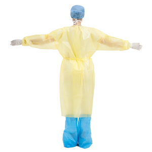 Robe d'opération jaune PP PE imperméable AAMl niveau 3 robe d'isolement robes jetables médicales fournisseurs Hubei Haixin - Product Image 3