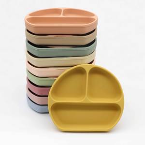 ESTICK Fournisseur direct d'usine Ensemble de vaisselle en <span class=keywords><strong>silicone</strong></span> de qualité alimentaire pour enfants avec ventouse Assiette divisée Modèle simple - Product Image 3
