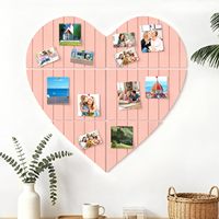 Tablero de Fieltro Acústico Decorativo con Forma de Corazón, 29"x29", para Fotos, Notas y Anuncios, Adhesivo, para Oficina y Hogar