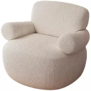Kursi beludru domba ruang tamu, kursi tunggal kamar tidur bentuk wol mewah ringan modern dan sederhana kursi tamu kursi malas