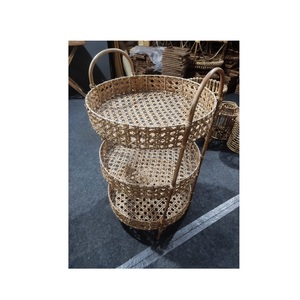 ตะกร้าสานสไตล์หวายแฮนด์เมดสไตล์สานสำหรับใส่อาหารถาดเสิร์ฟอาหารแบบถือถาดสำหรับห้องครัว - Product Image 1