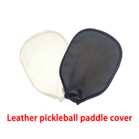 Housse de protection personnalisée en néoprène et cuir blanc pour raquette de pickleball avec poches pour la poignée