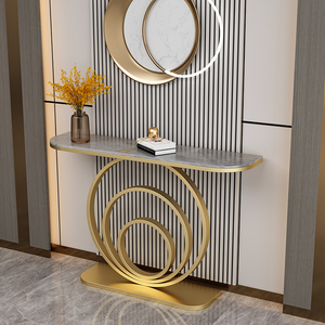 Mesa <span class=keywords><strong>Consola</strong></span> de Hierro Moderna y Elegante con Estante Circular para Decoración de Entrada de Casa, Hecho en China - Product Image 5