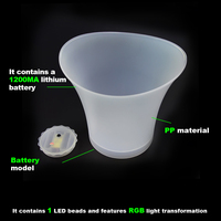 Seau à glace portatif d'extérieur pour le désherbage et le désherbage des boissons froides Conversion de lumière RVB Seau à glace à DEL