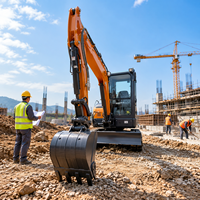 Excavator Mini Hidrolik Profesional dengan Kabin untuk Kebun, Pertanian, Konstruksi, dan Aplikasi Utilitas