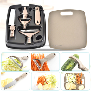Venta caliente accesorios de cocina utensilios de cocina 4 Uds máquina peladora de frutas y verduras de acero inoxidable multifunción con bandeja - Product Image 2