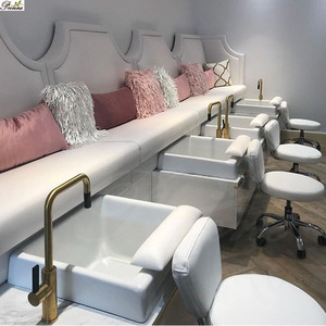 Bancos de <span class=keywords><strong>spa</strong></span> de belleza y cuidado personal, doble asiento, <span class=keywords><strong>blanco</strong></span>, estación de pedicura, <span class=keywords><strong>spa</strong></span> de pies con tazón - Product Image 5