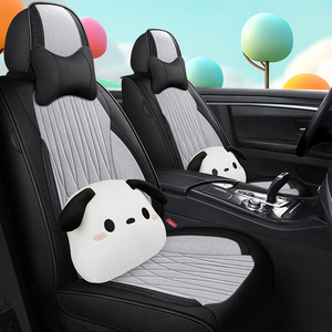 Chepeng Hall bantal kursi mobil, empat musim 100% sarung kursi poliester kain Linen semua termasuk lucu kartun bernapas - Product Image 3