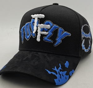Casquette de baseball personnalisée à 5 panneaux avec belle broderie et détail de diamant 100% Suede Puff Printing Argyle Pattern - Product Image 2