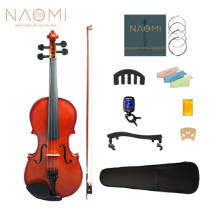 Set Violino Acustico NAOMI Colore Naturale Lucido 4/4-1/8 con Arco, Resina, Accordatore, Ponticello, Silenziatore, Panno per Pulizia, Custodia e Corde - Product Image 1