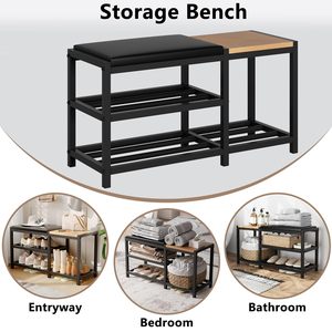 SENYU Modern Metal <b>Shoe</b> Rack With 3 Shelves <b>Storage</b> <b>Bench</b> For Bedroom Entryway Home Furniture Minimalist Design Space Saving - Product Image 3