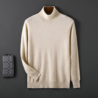 Pull en pure laine à col montant pour homme, collection automne-hiver, chemise tricotée de base, personnalisation OEM ODM, vente en gros usine