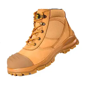 Высококачественная Водонепроницаемая защитная обувь из натуральной кожи pu/резиновая подошва, защитные ботинки из нубука, мужские рабочие ботинки