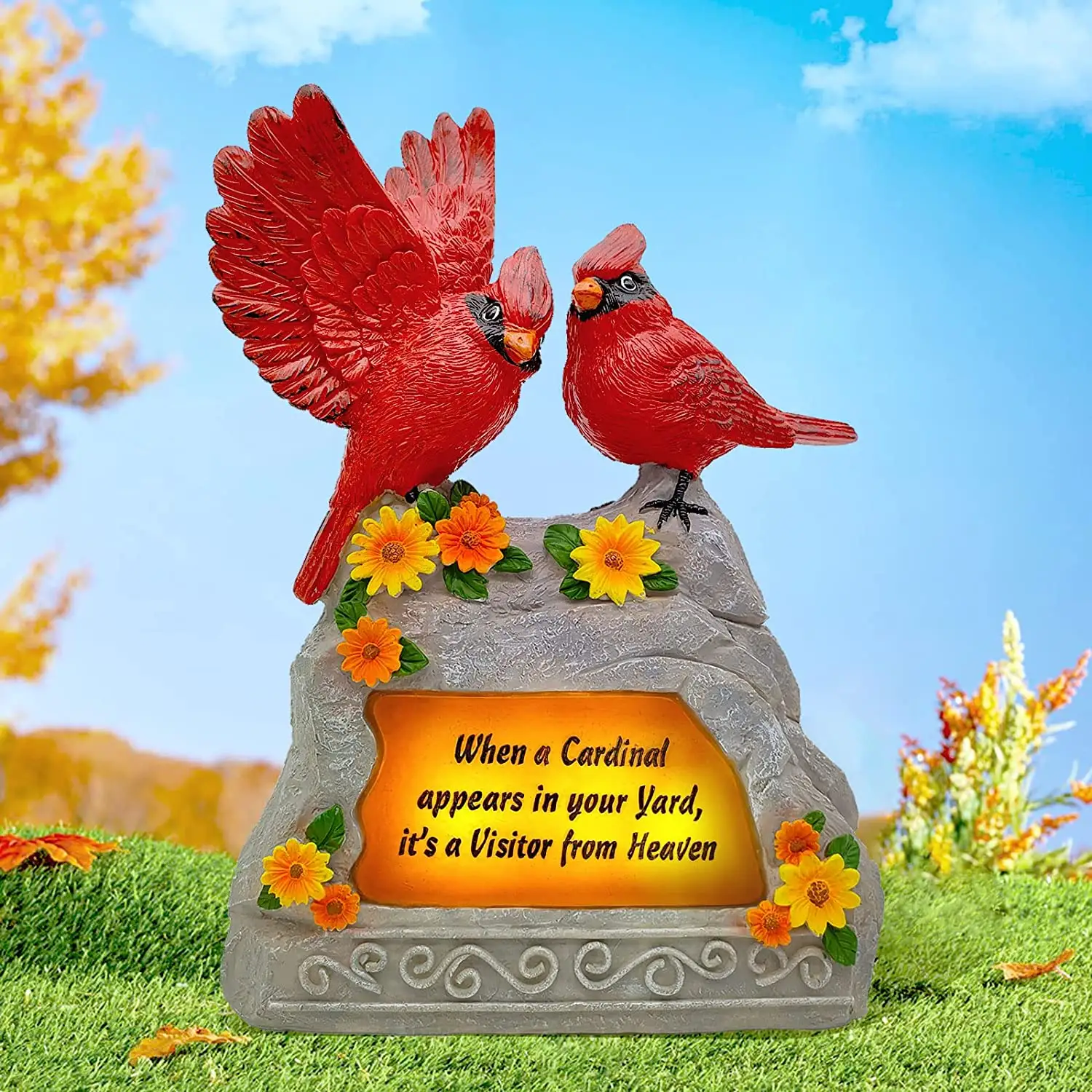 Cardinal Bird Statues Resin Crafts Decor Garden Solar Resin Bird Pathway Light Solar Powered Garden Ornaments