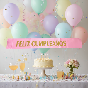 Banda de Feliz Cumpleaños de Plástico Rosa con Letras Doradas, Reutilizable, Decoración Elegante para Fiestas, Uso en Interiores, Bolsa de 12 Piezas - Product Image 3