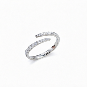 Anillo de Diamantes Open Pave con Diamantes Cultivados en Laboratorio, Corte Brillante Redondo, Ajustable, Joyería de Boda - Product Image 1