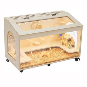 Nuova gabbia per criceti in legno con piccola casa di criceto piccola gabbia per animali fogli acrilici gabbie per porcellini d'India con Top apribile