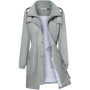 Imperméable coupe-vent pour femme, imperméable, léger, Trench-coat à capuche pour l'extérieur - Product Image 5