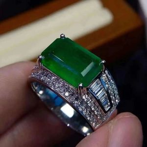 Xinfly Custom Pure 18k Gold Large Gemstone Natural <b>Emerald</b> Stone Diamond <b>Ring</b> for <b>Men</b> - Product Image 2