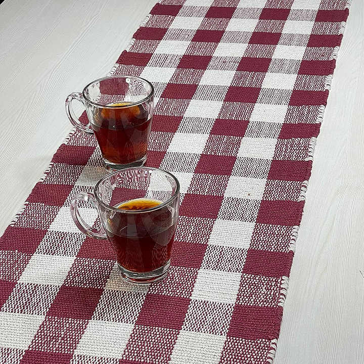 Modern Boho Placemats in Plaid Style Reusable Paper Polyester Weddings Kitchen Knitted Techniques Available Wholesale Business