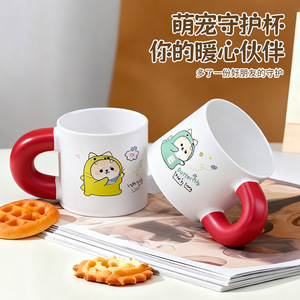 Ceramic Mug Cartoon Cat Design Red Handle <b>Cute</b> Gift For Girls - Product Image 4