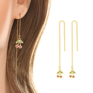 KITI Cherry CZ catena pendenti orecchini da <span class=keywords><strong>donna</strong></span> placcato oro 18K <span class=keywords><strong>stile</strong></span> vacanza orecchini Design <span class=keywords><strong>Minimal</strong></span> - Product Image 1