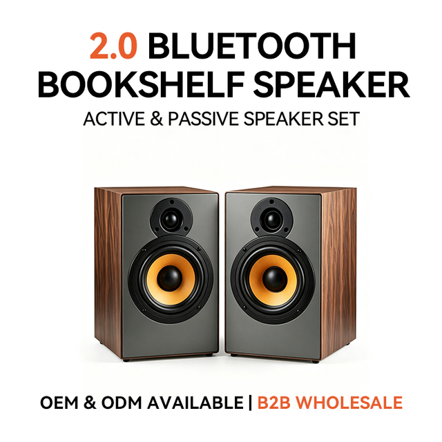 2.0CH Powered Bookshelf Active Speaker Optical Coaxial Input Hi Fi Home Stereo Speaker OEM ODM Available