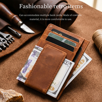 Dompet Pria Premium Slim dengan Kantong Depan, Kulit Asli Crazy Horse, Anti Magnetik, Banyak Slot Kartu, Tempat Kartu