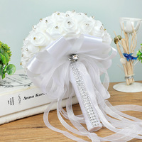 Nouveau bouquet de roses artificielles pour mariage, bouquet de mariée blanc pour mariage, fleur à tenir à la main