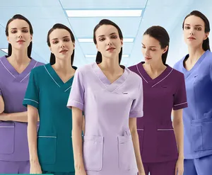 Comfortabele Herbruikbare Medische Scrubs Polyester Rayon Spandex Verpleegkundige Uniformes De Enfermeira Doen Ziekenhuis Verpleegster Uniform Medische