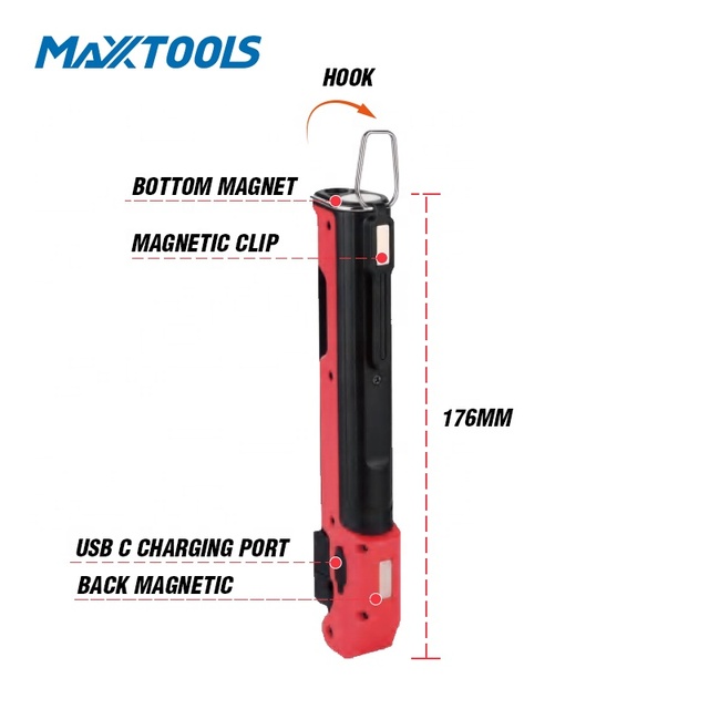 Portable Ultra-Thin 180 COB LED Work Light Foldable Magnetic Rechargeable IP33 Rated Inspection Light for Workshop Narrow