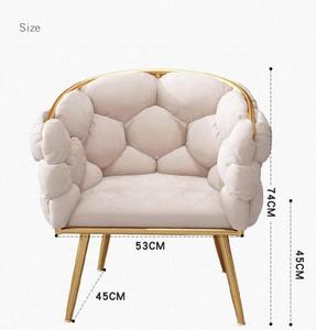 मैनीक्योर ड्रेसिंग चेयर लाइट लक्जरी ब्रेड चेयर मेकअप सिंगल सोफा कुर्सी लिविंग रूम के लिए सोने के पैरों के साथ सोने के पैरों के साथ - Product Image 6