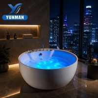 Baignoire de massage autoportante en acrylique haute brillance OEM/ODM avec robinet intégré, commande intelligente, spa portable pour hôtel, villa, appartement