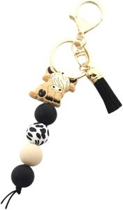 Llaveros de animales adorables: Vaca Highland, Elefante, Vaca Lechera, Colgante con Borla para Accesorios de Mochila - Product Image 2