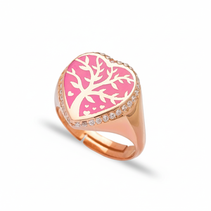 Pink Neon Heart Shape Tree Design <b>Adjustable</b> <b>Ring</b> Wholesale Handmade 925 Silver Sterling Jewellery - Product Image 2
